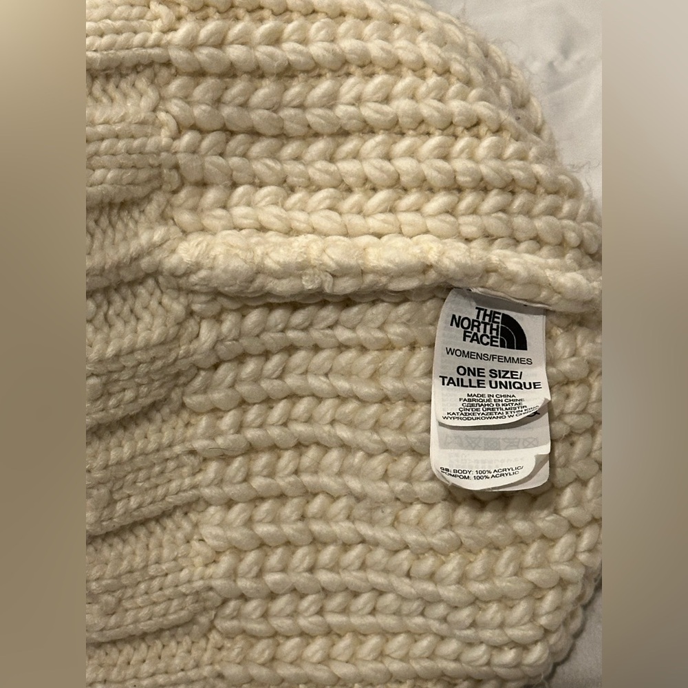 The North Face Beige Knit Pom-Pom Beanie Hat - Picture 5 of 7